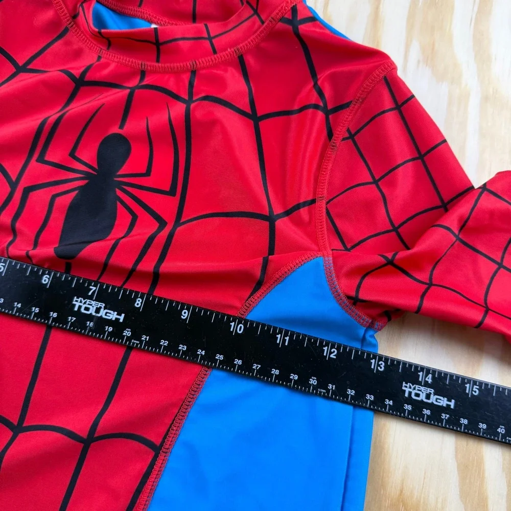 Disney Marvel Spiderman Rash Guard Swim Shirt Red Blue Kids Size 7/8